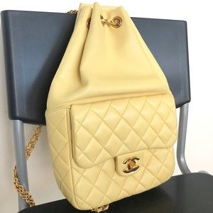 CHANEL | Bags | Small Yellow Backpack In Seoul Lambskin | Poshmark